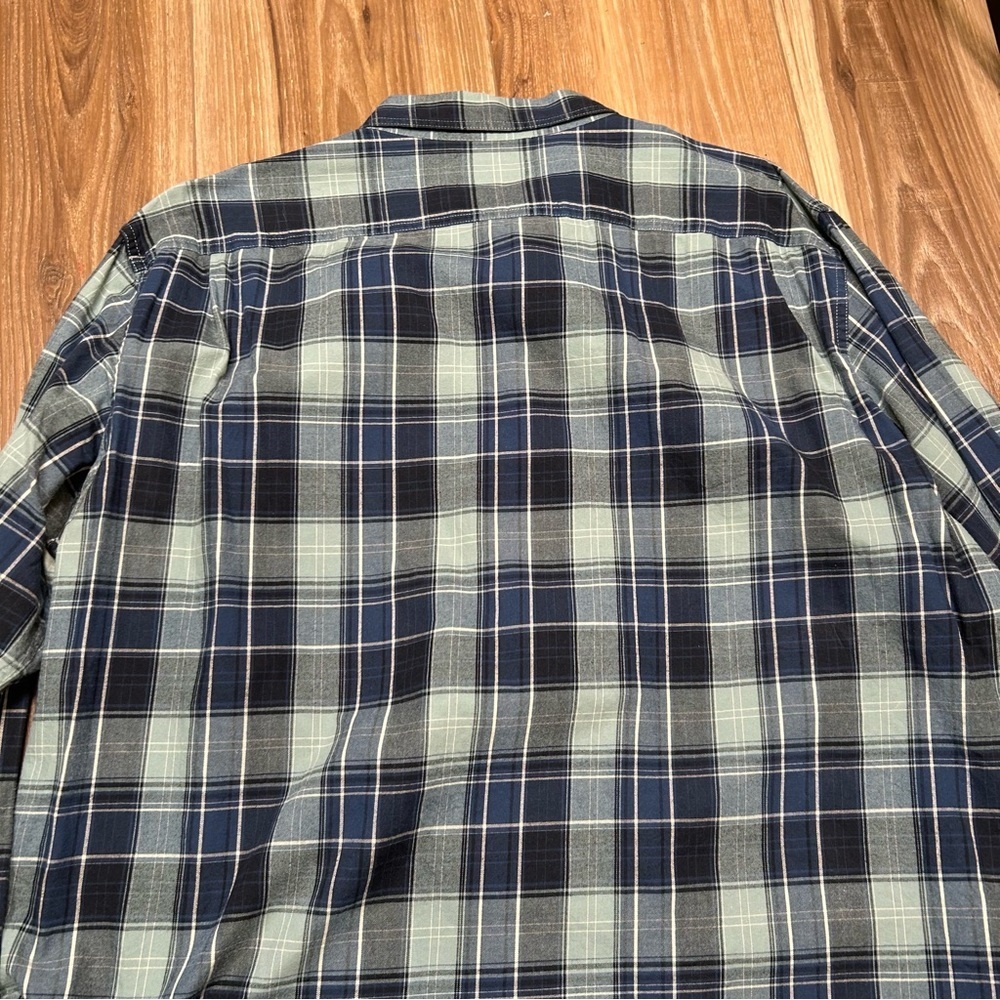 Ll bean mens signature slim fit blue plaid flannel long sleeve shirt size XXL - Picture 6 of 8